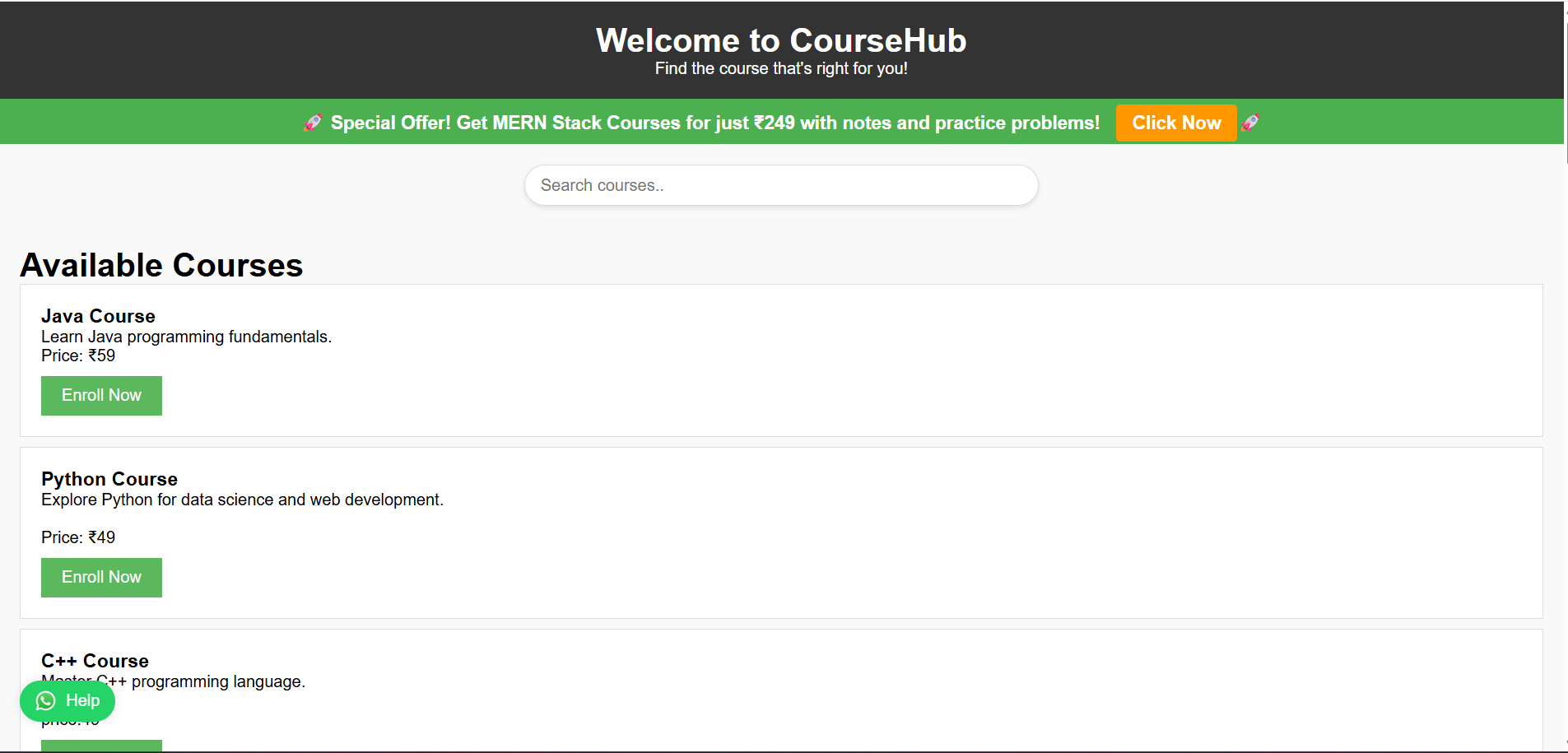 Course Hub Online marketplace